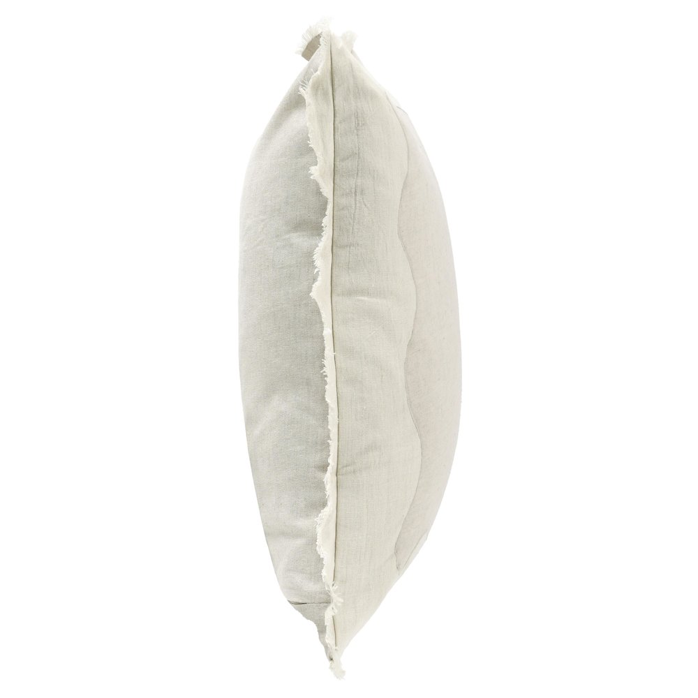 Tollo 24" Applique Design Linen Blend Fabric Ivory Throw Pillow. Picture 3