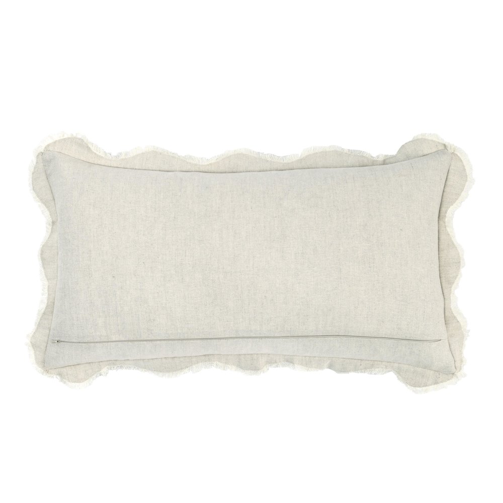 Tollo 14x26 Applique Design Linen Blend Fabric Ivory Throw Pillow. Picture 2