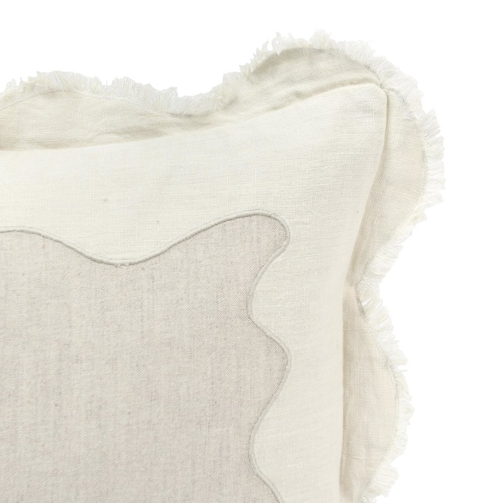 Tollo 14x26 Applique Design Linen Blend Fabric Ivory Throw Pillow. Picture 5