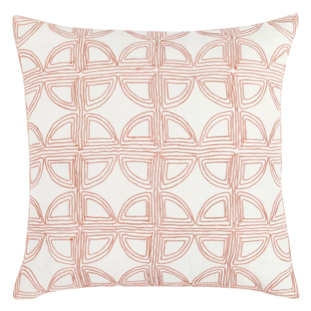 Baia 22" Embroidered Belgian Linen Fabric Natural Throw Pillow. Picture 1