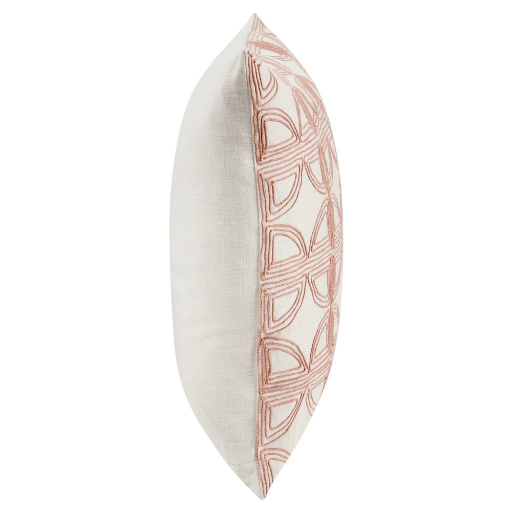 Baia 22" Embroidered Belgian Linen Fabric Natural Throw Pillow. Picture 3