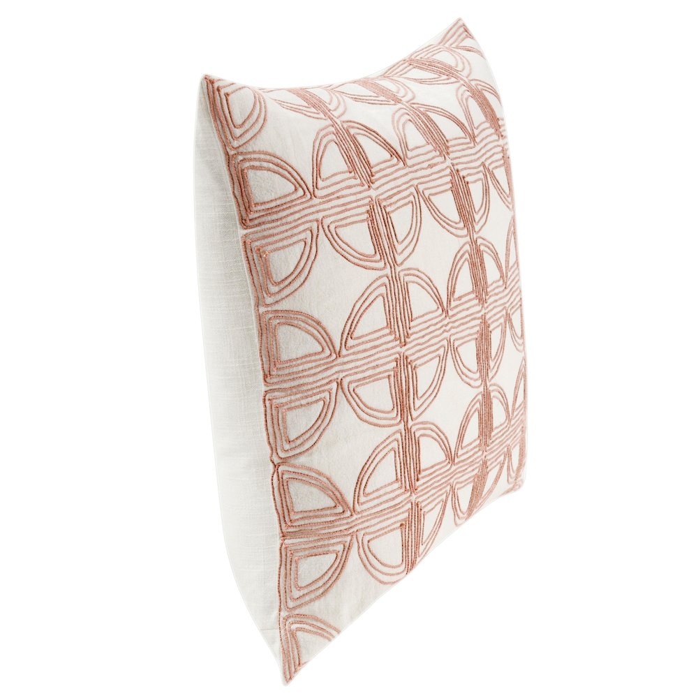 Baia 22" Embroidered Belgian Linen Fabric Natural Throw Pillow. Picture 4