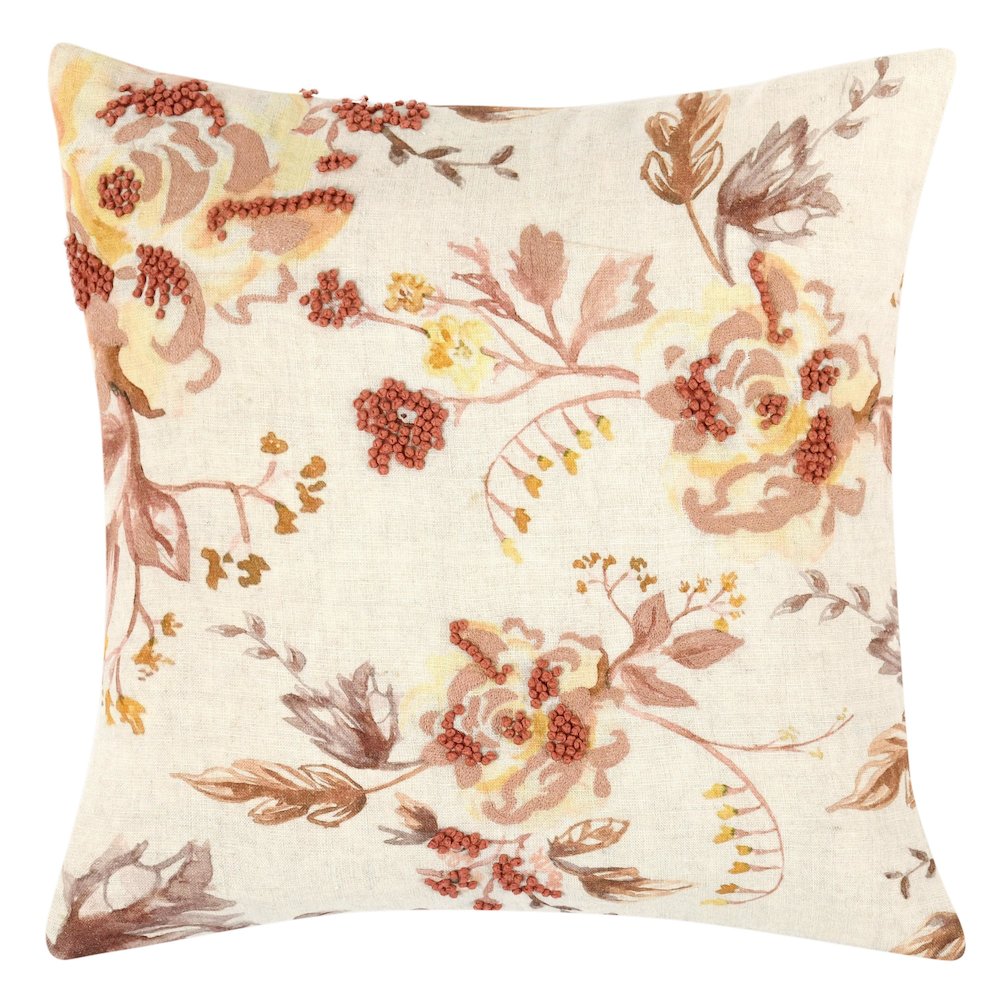 Amra 20" Belgian Linen Fabric Clay Throw Pillow. Picture 1