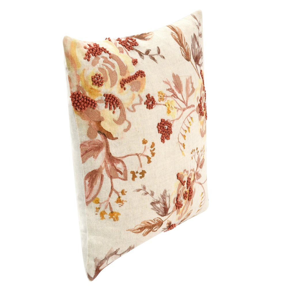 Amra 20" Belgian Linen Fabric Clay Throw Pillow. Picture 4