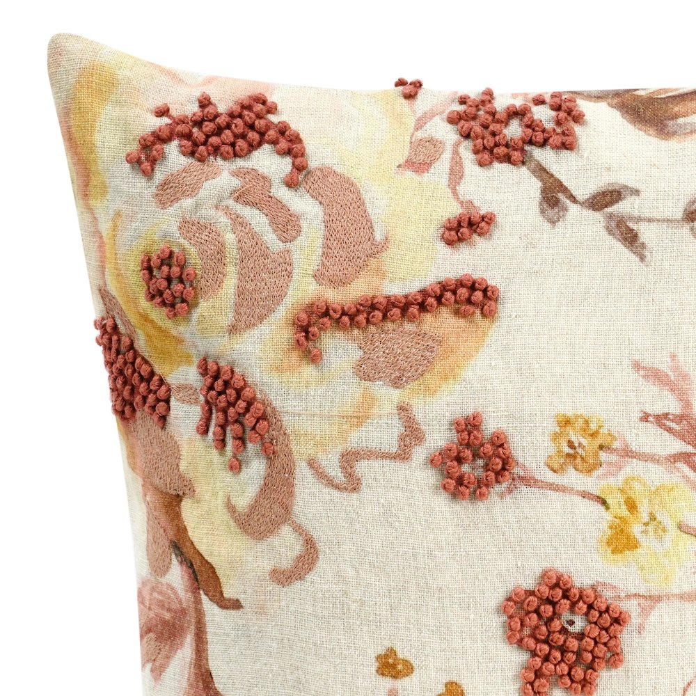 Amra 20" Belgian Linen Fabric Clay Throw Pillow. Picture 5