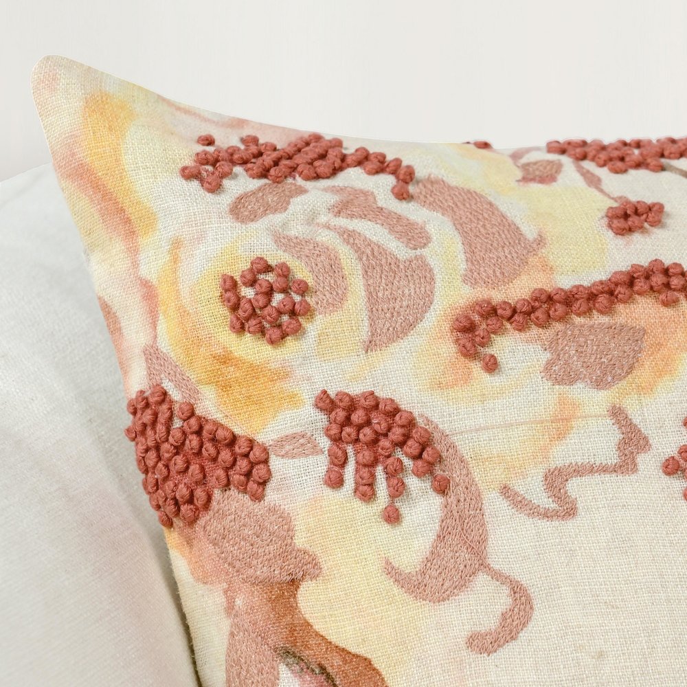 Amra 20" Belgian Linen Fabric Clay Throw Pillow. Picture 7