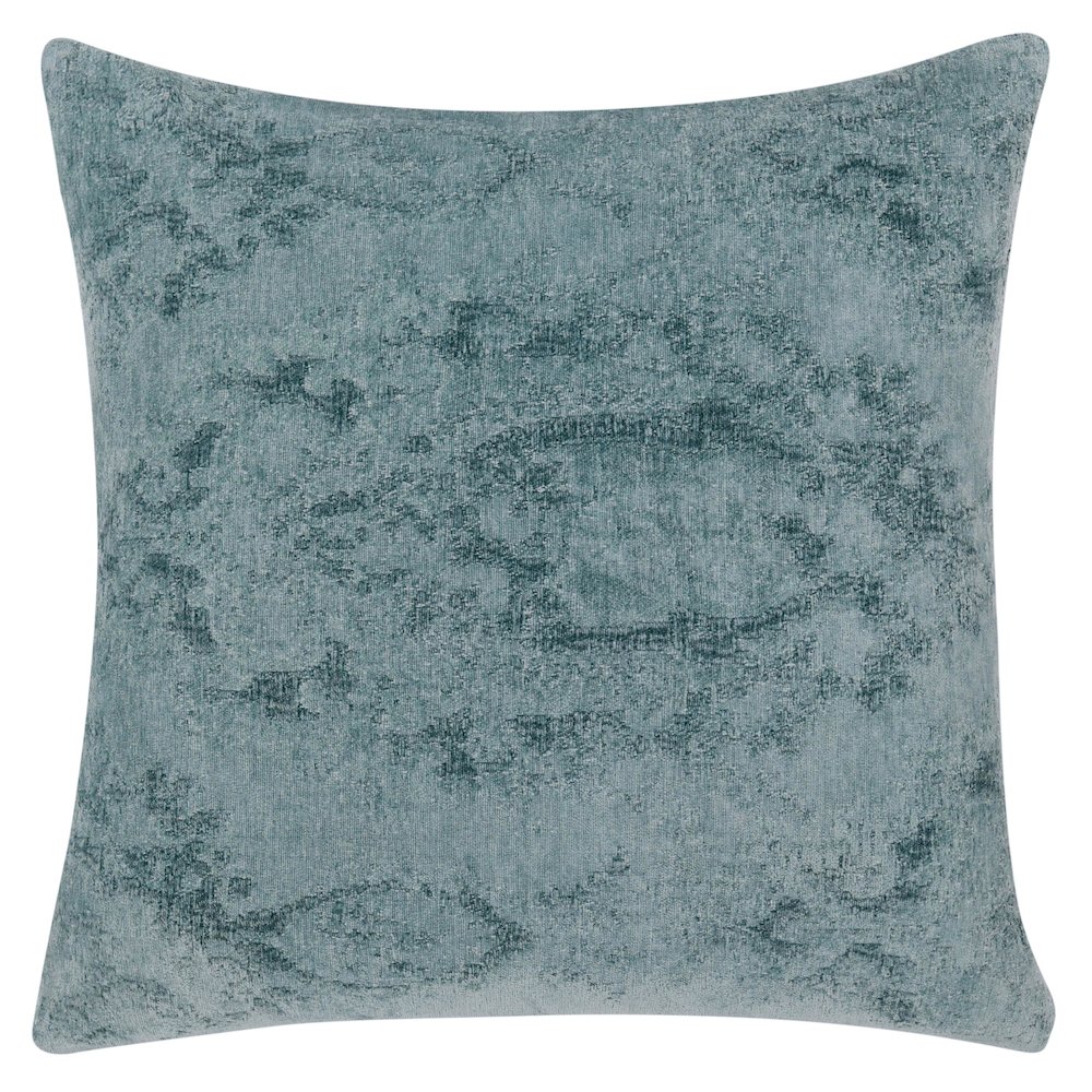 Doolin 22" Chenille Fabric Throw Pillow in Chambray Blue. Picture 1