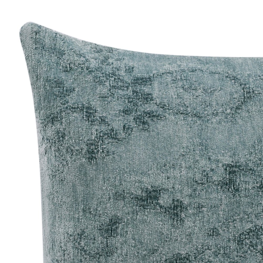 Doolin 22" Chenille Fabric Throw Pillow in Chambray Blue. Picture 4
