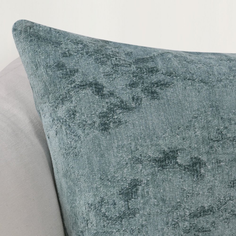 Doolin 22" Chenille Fabric Throw Pillow in Chambray Blue. Picture 6