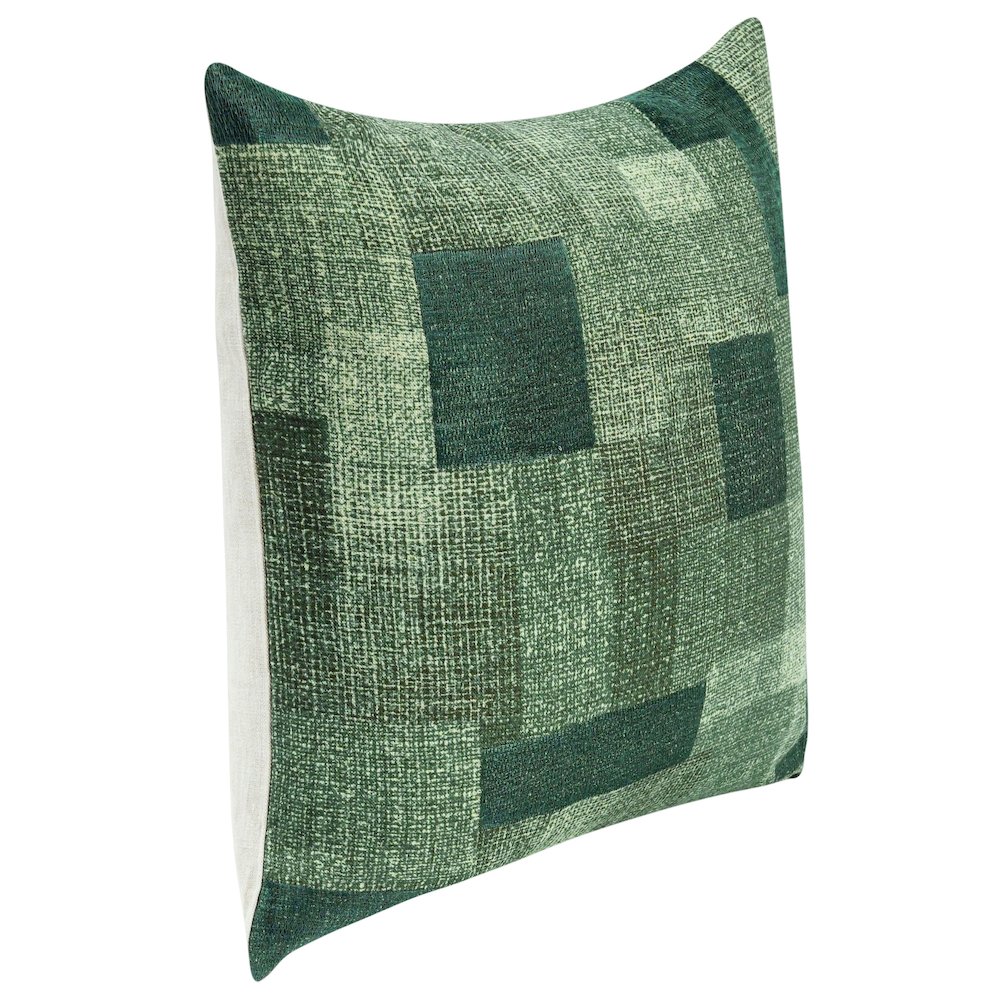 Praia 22" Belgian Linen Fabric Green  Throw Pillow. Picture 4