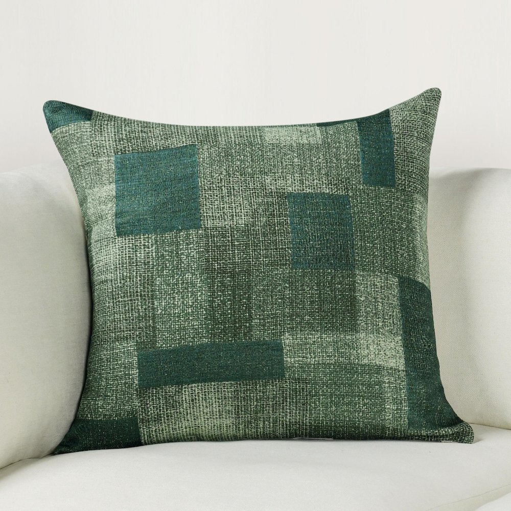 Praia 22" Belgian Linen Fabric Green  Throw Pillow. Picture 6