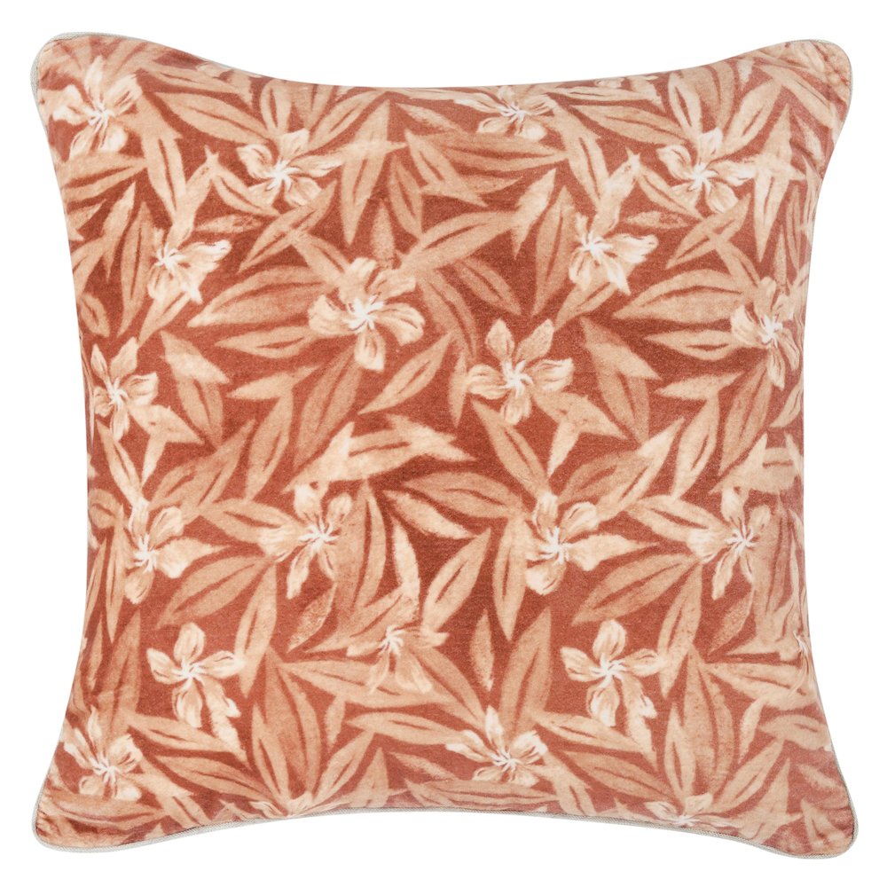 Lamia 22" Cotton Velvet Fabric Botanical Clay Throw Pillow. Picture 1