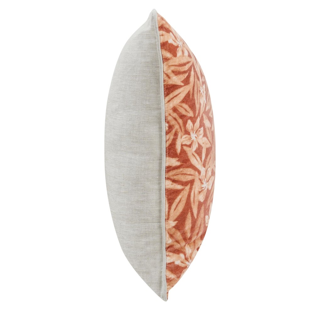 Lamia 22" Cotton Velvet Fabric Botanical Clay Throw Pillow. Picture 3
