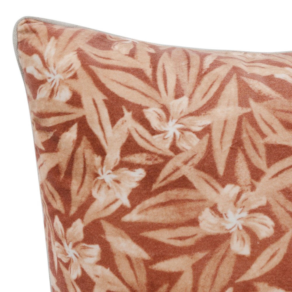 Lamia 22" Cotton Velvet Fabric Botanical Clay Throw Pillow. Picture 5