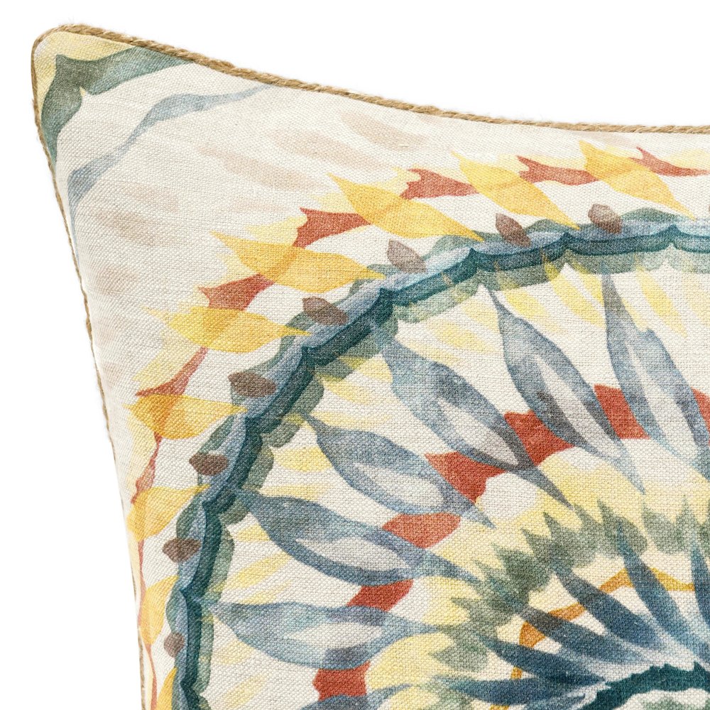 Mesta 20" Belgian Linen Fabric Multi-Color Throw Pillow. Picture 5