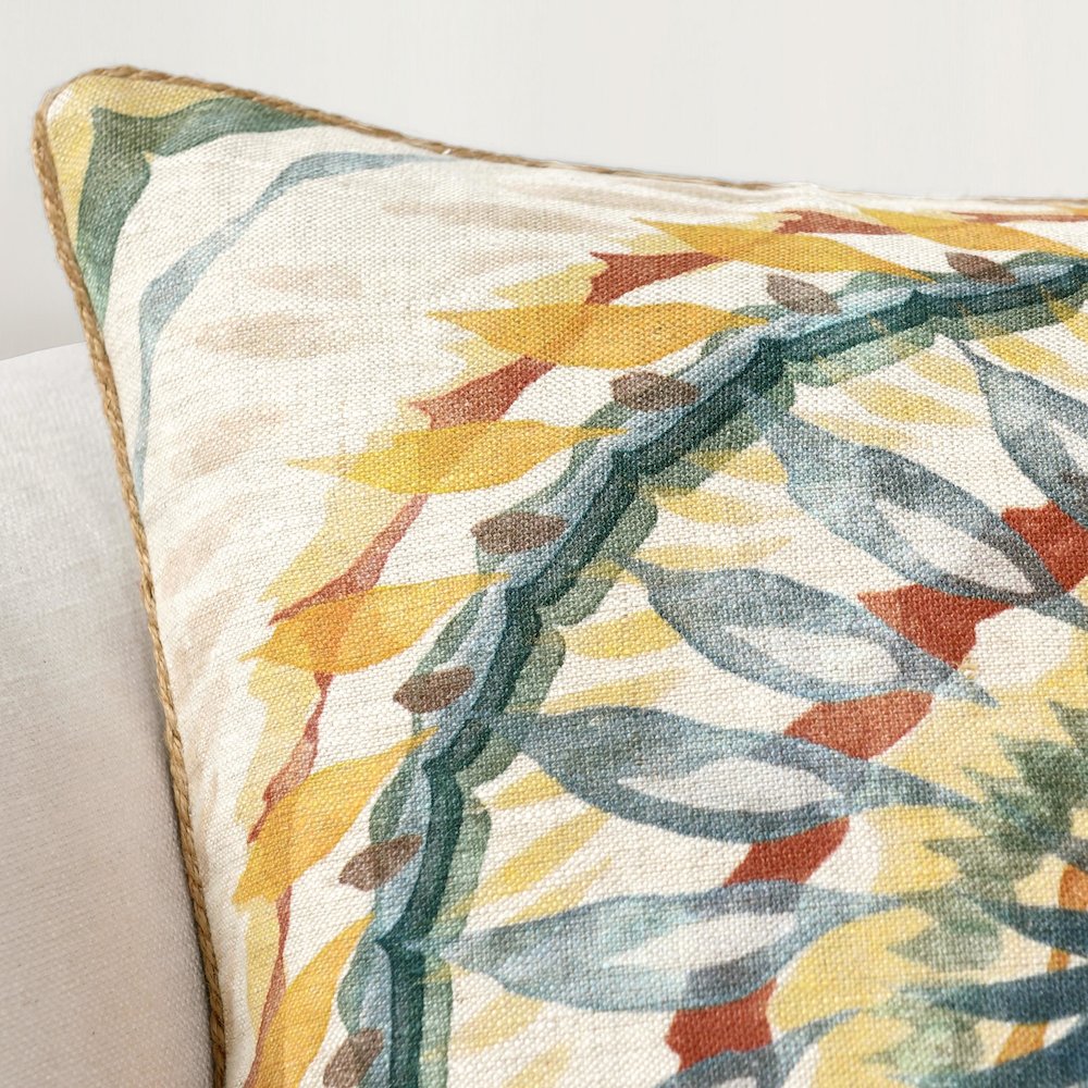 Mesta 20" Belgian Linen Fabric Multi-Color Throw Pillow. Picture 7