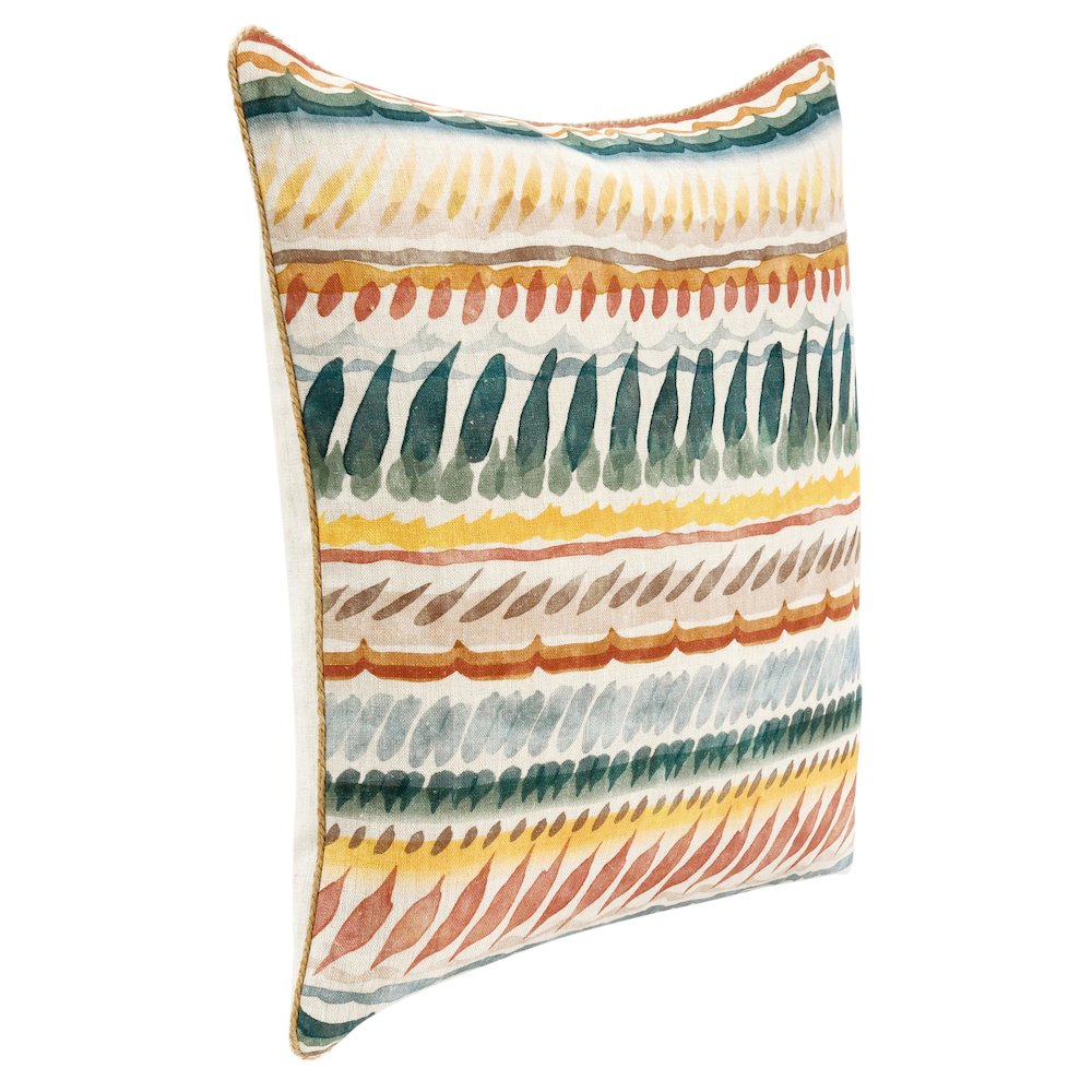 Cetara 22" Belgian Linen Fabric Multi-Color Throw Pillow. Picture 4