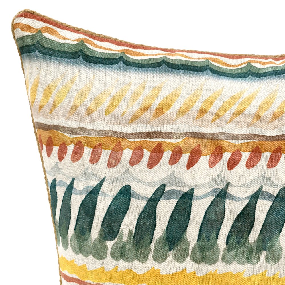 Cetara 22" Belgian Linen Fabric Multi-Color Throw Pillow. Picture 5