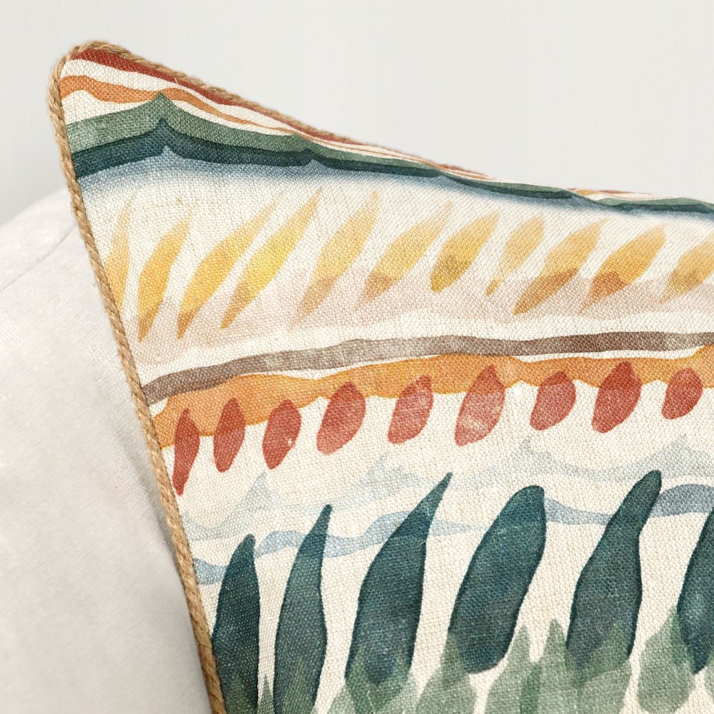 Cetara 22" Belgian Linen Fabric Multi-Color Throw Pillow. Picture 7