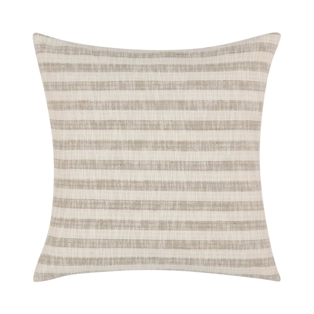 Linna 24" Linen Blend Fabric Throw Pillow in Beige. Picture 1