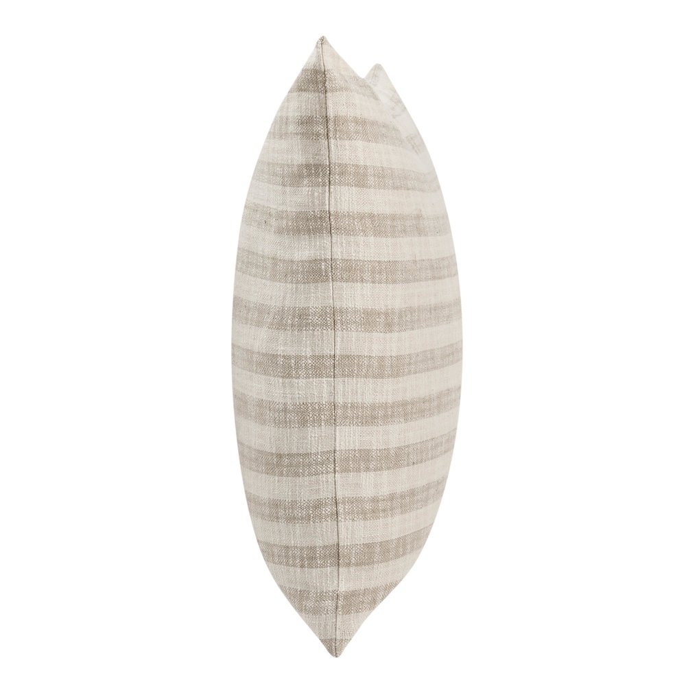 Linna 24" Linen Blend Fabric Throw Pillow in Beige. Picture 2