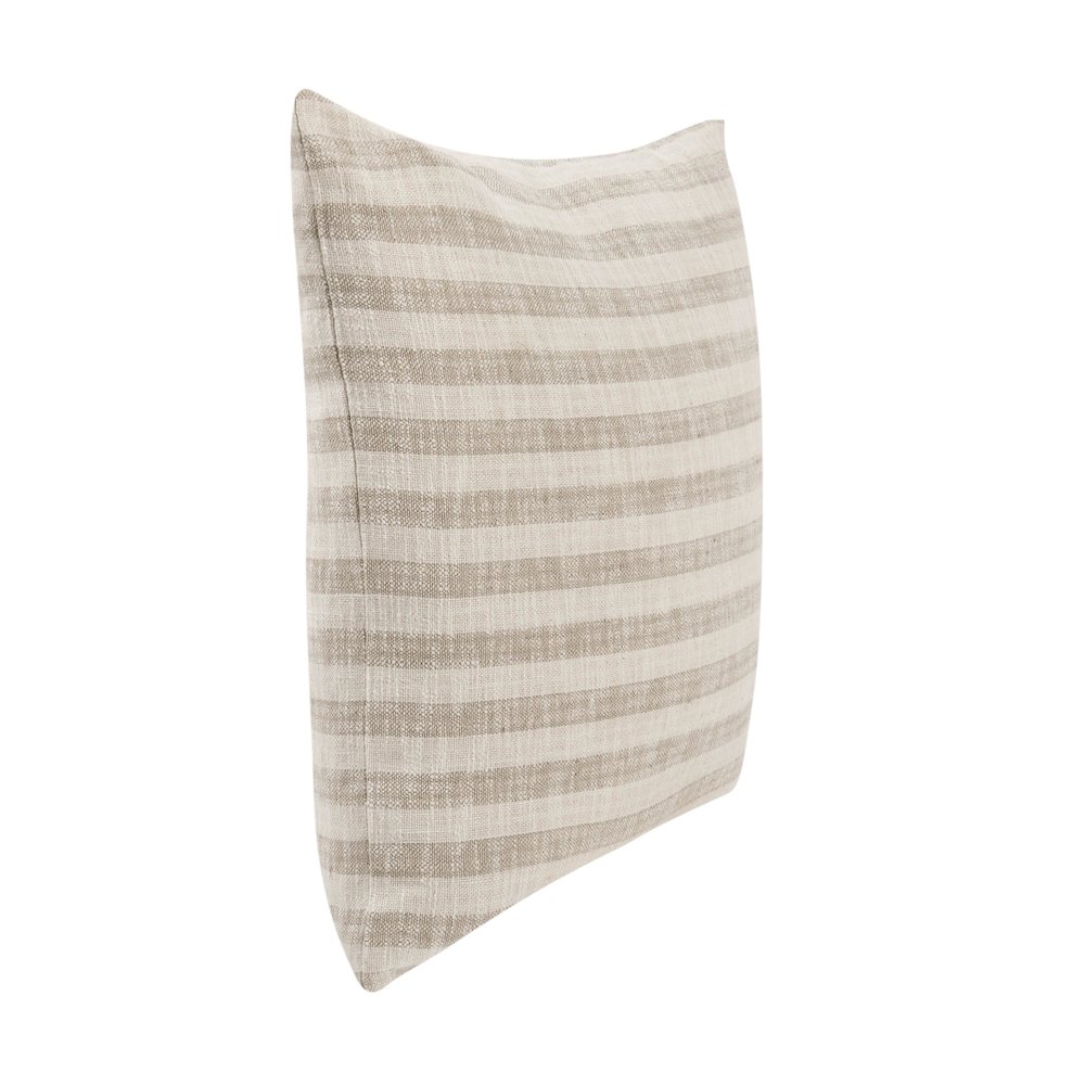 Linna 24" Linen Blend Fabric Throw Pillow in Beige. Picture 3