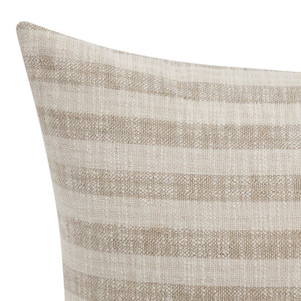 Linna 24" Linen Blend Fabric Throw Pillow in Beige. Picture 4