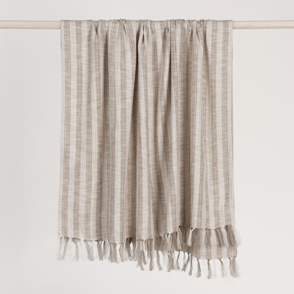 Linna 100% Cotton Ivory 50"x70" Throw Blanket. Picture 2