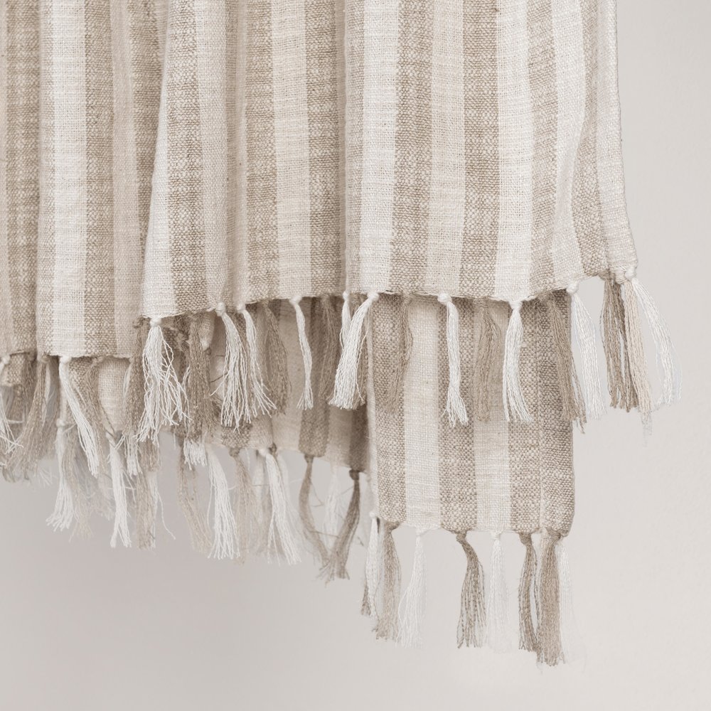 Linna 100% Cotton Ivory 50"x70" Throw Blanket. Picture 4