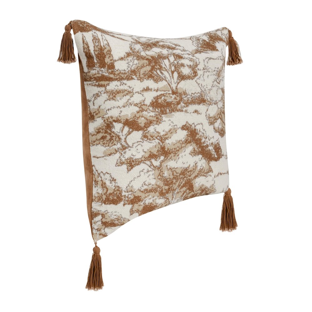 Stonework 22" Cotton Linen Blend Throw Pillow, Clay Brown. Picture 4