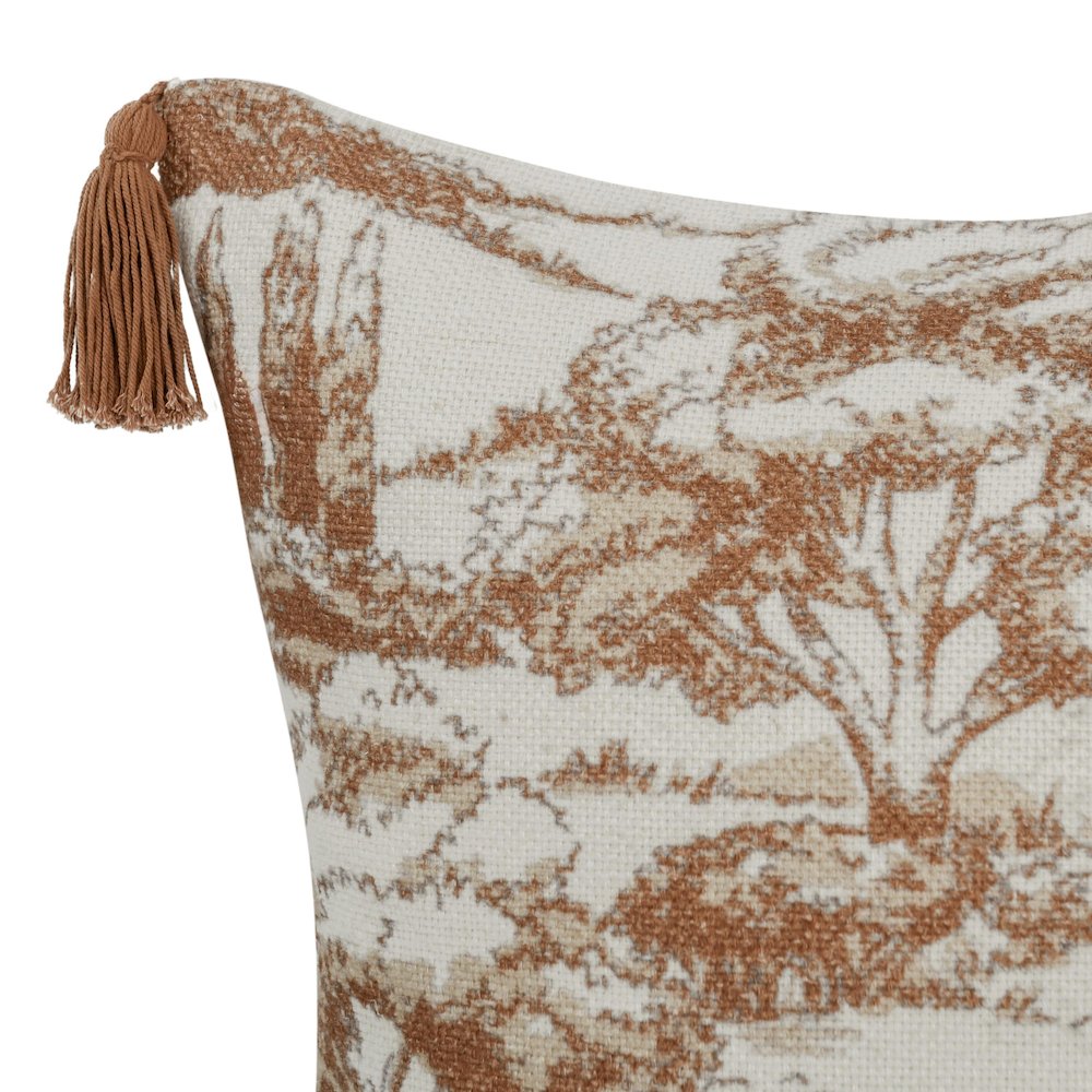 Stonework 22" Cotton Linen Blend Throw Pillow, Clay Brown. Picture 5