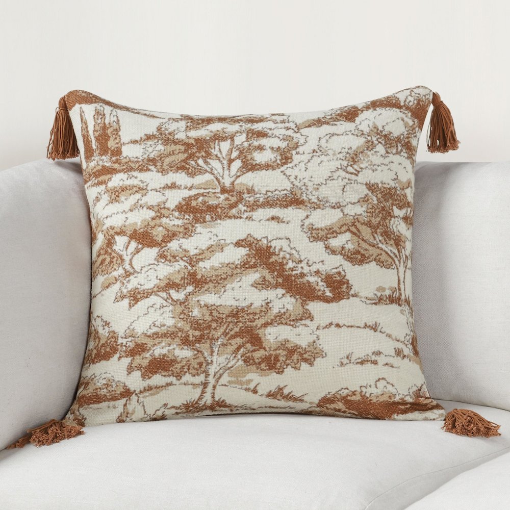 Stonework 22" Cotton Linen Blend Throw Pillow, Clay Brown. Picture 6