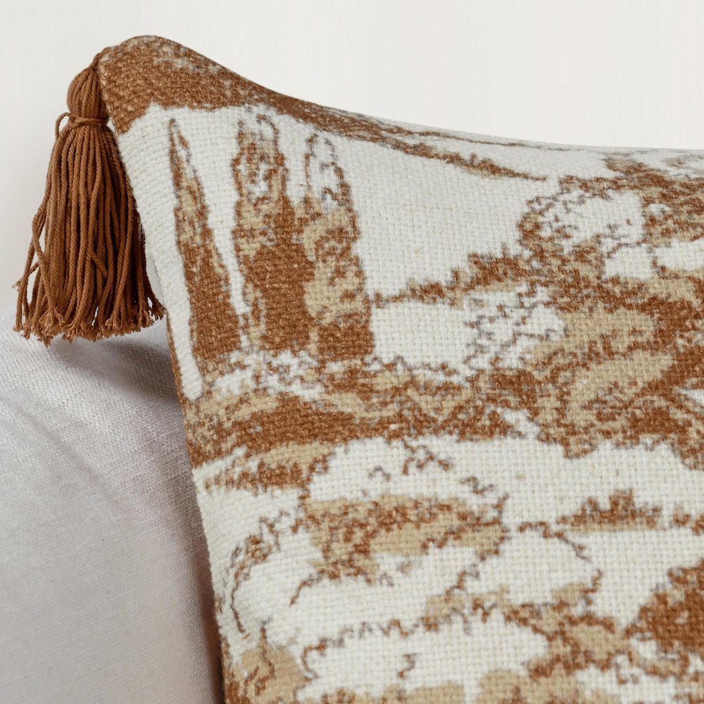 Stonework 22" Cotton Linen Blend Throw Pillow, Clay Brown. Picture 7