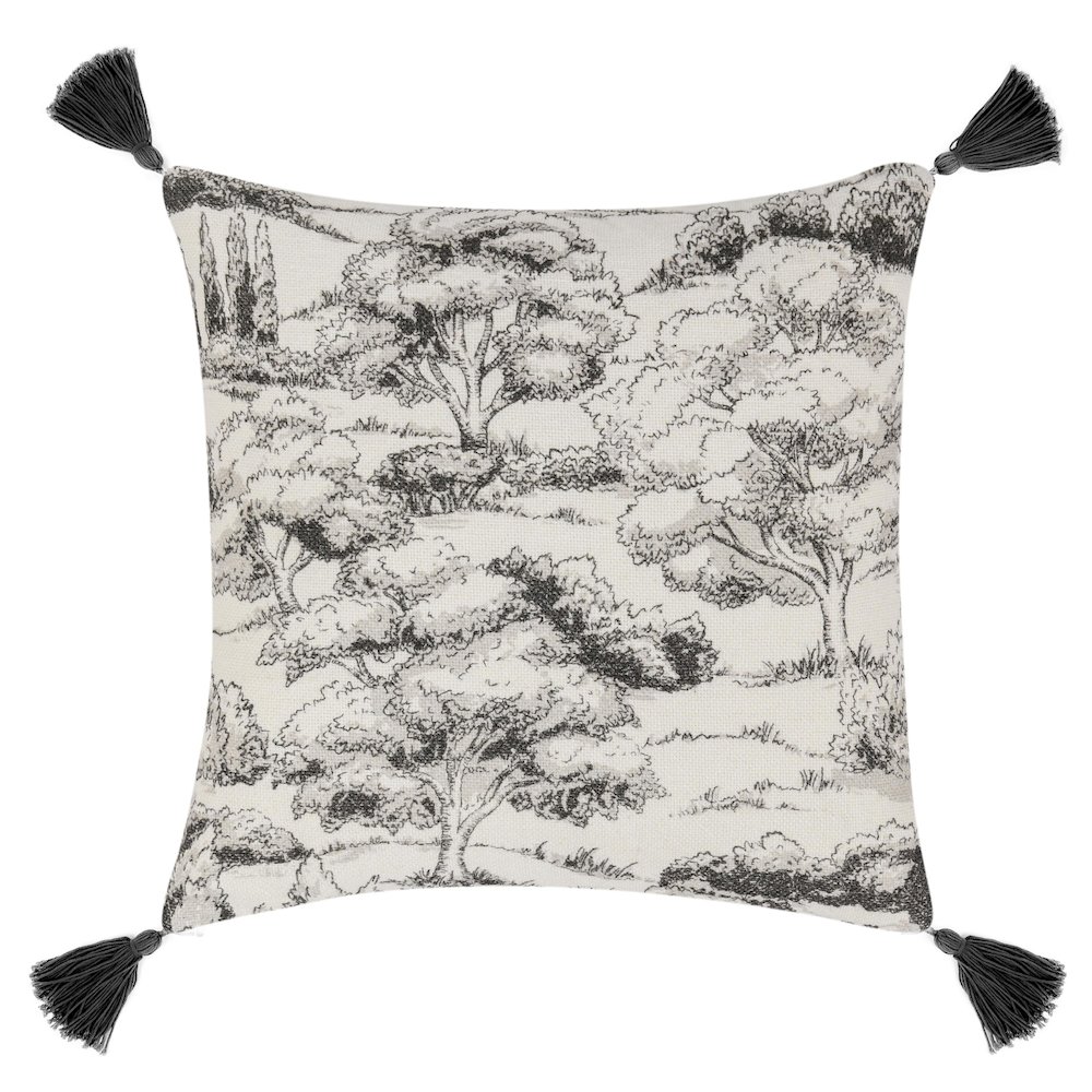 Stonework 22" Cotton Linen Blend Throw Pillow, Gray. Picture 1