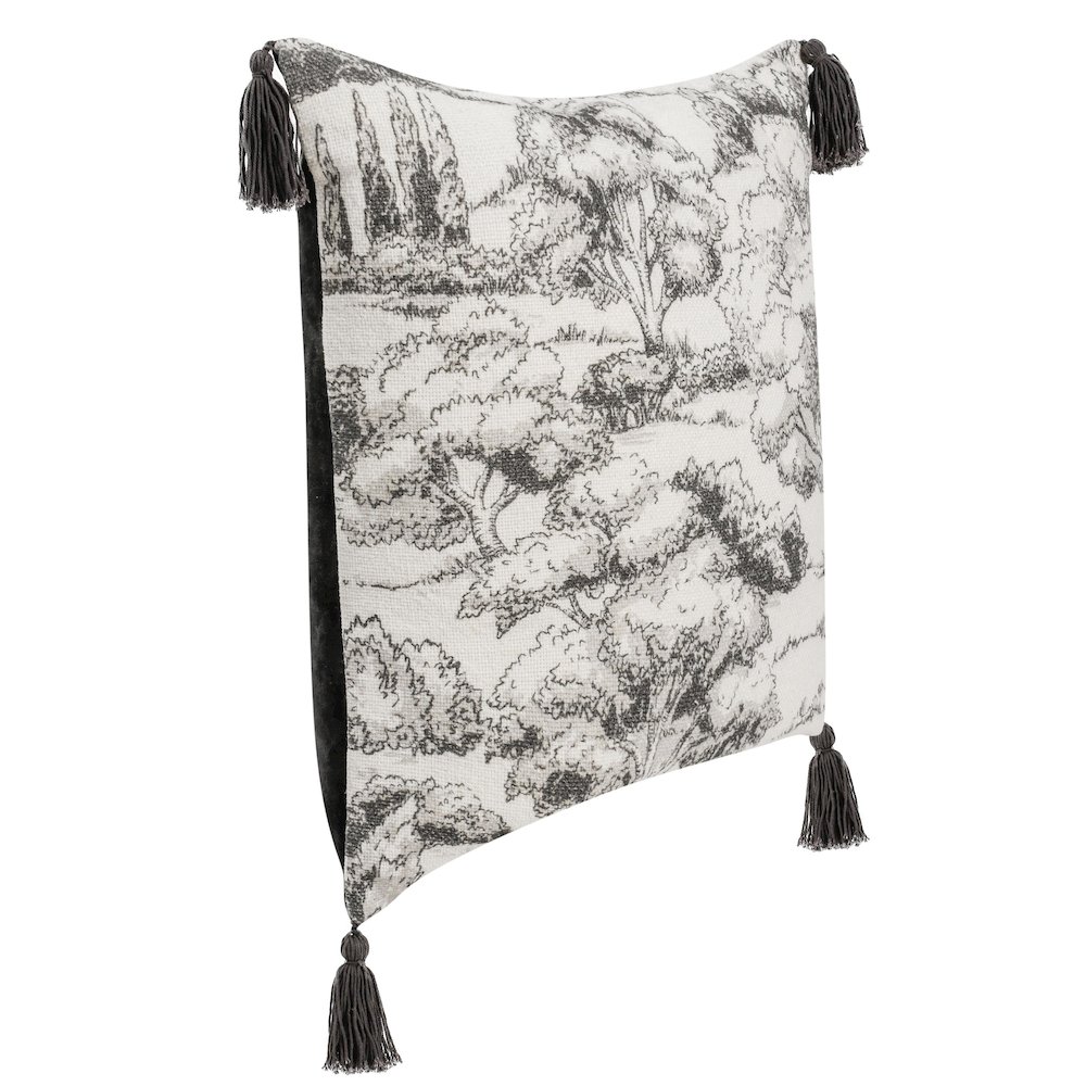 Stonework 22" Cotton Linen Blend Throw Pillow, Gray. Picture 4