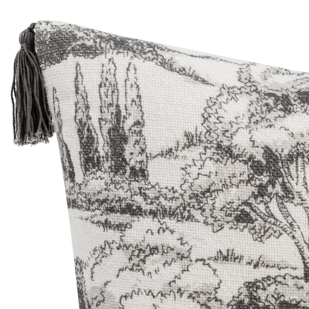 Stonework 22" Cotton Linen Blend Throw Pillow, Gray. Picture 5