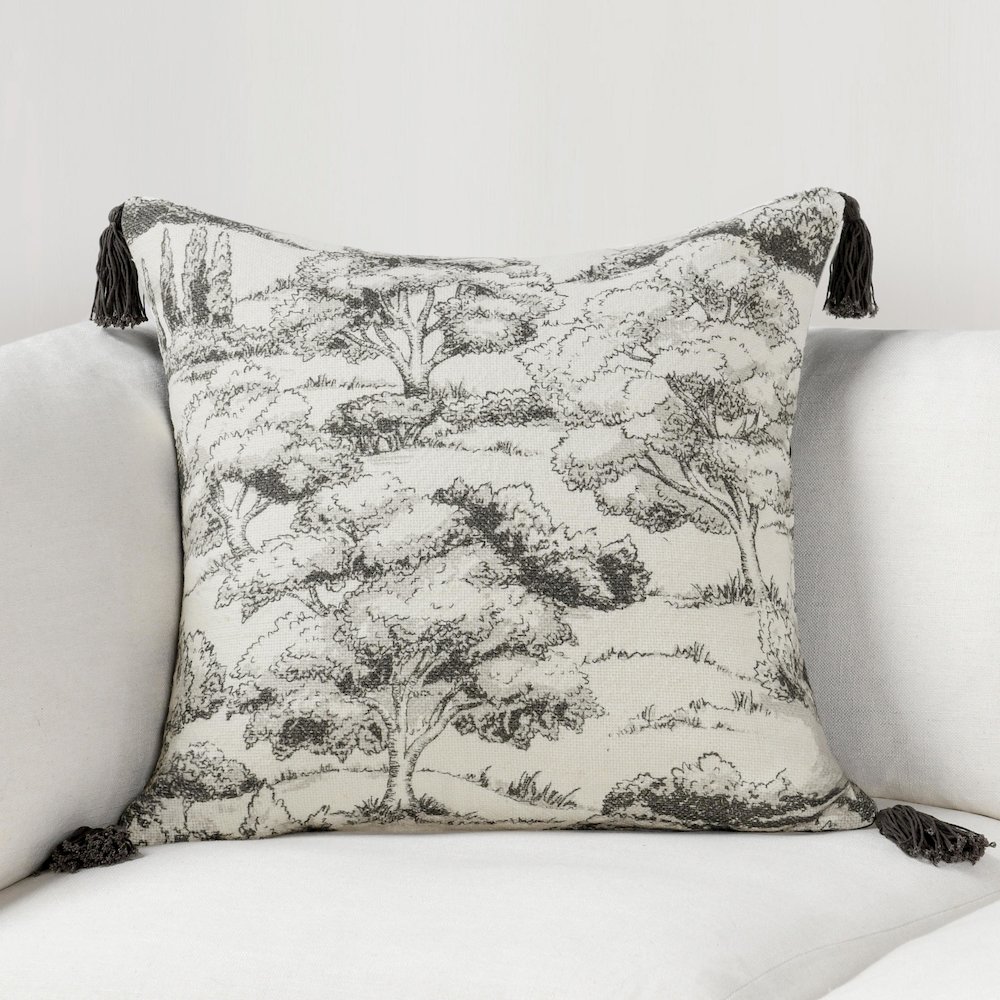 Stonework 22" Cotton Linen Blend Throw Pillow, Gray. Picture 6
