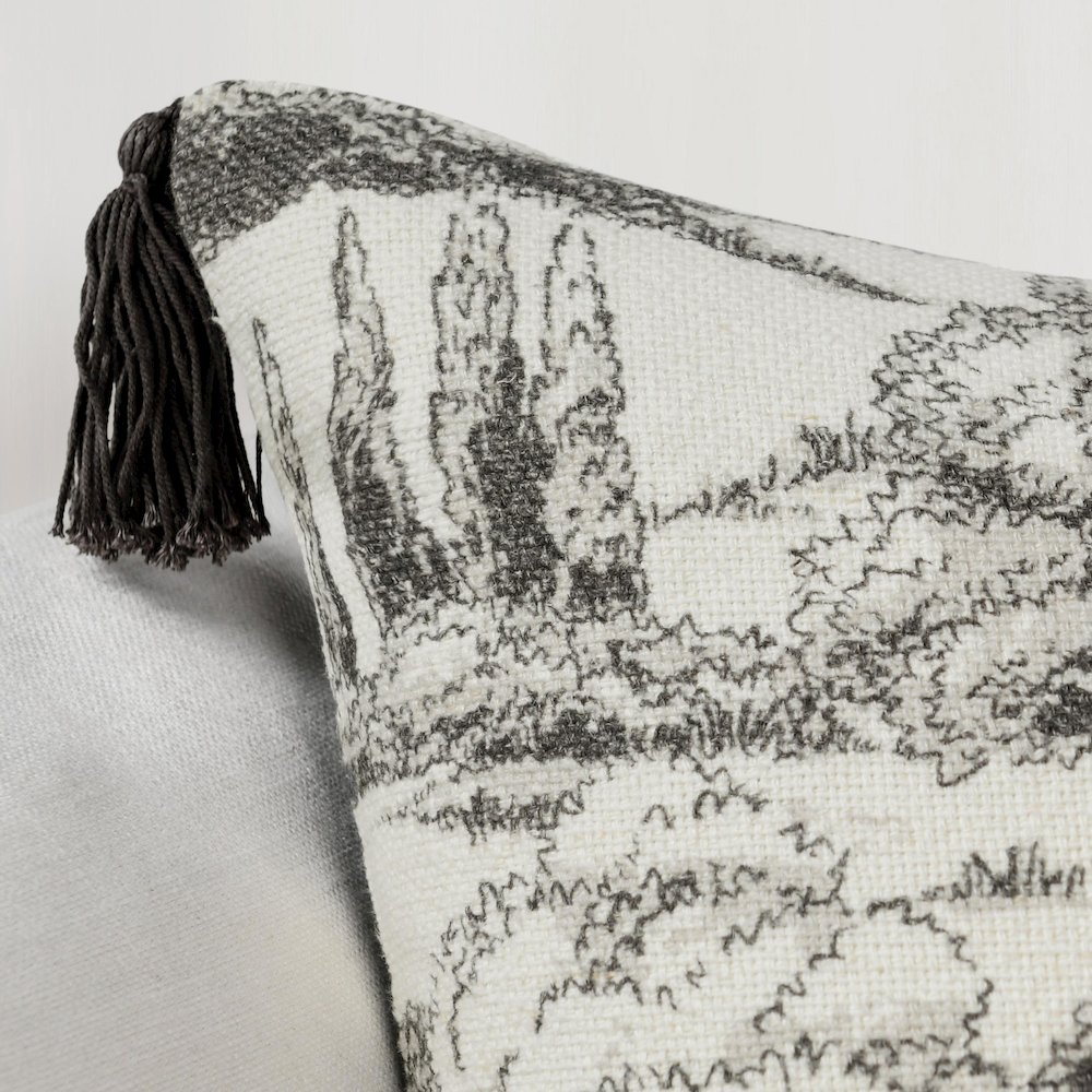 Stonework 22" Cotton Linen Blend Throw Pillow, Gray. Picture 7