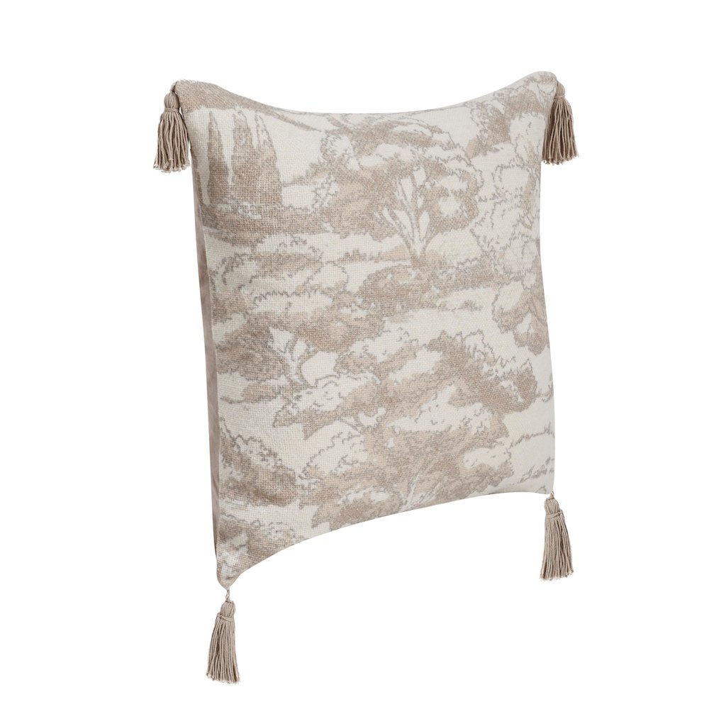 Stonework 22" Cotton Linen Blend Throw Pillow, Beige. Picture 4