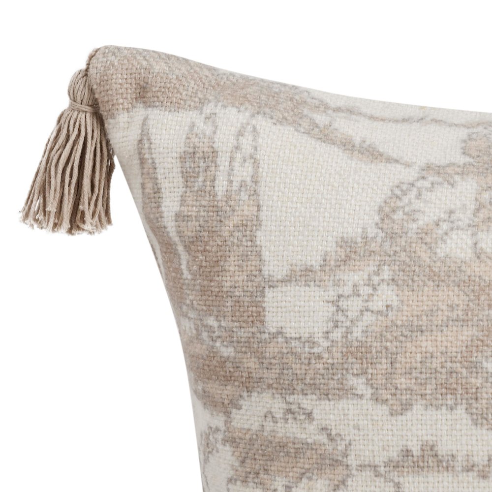 Stonework 22" Cotton Linen Blend Throw Pillow, Beige. Picture 5