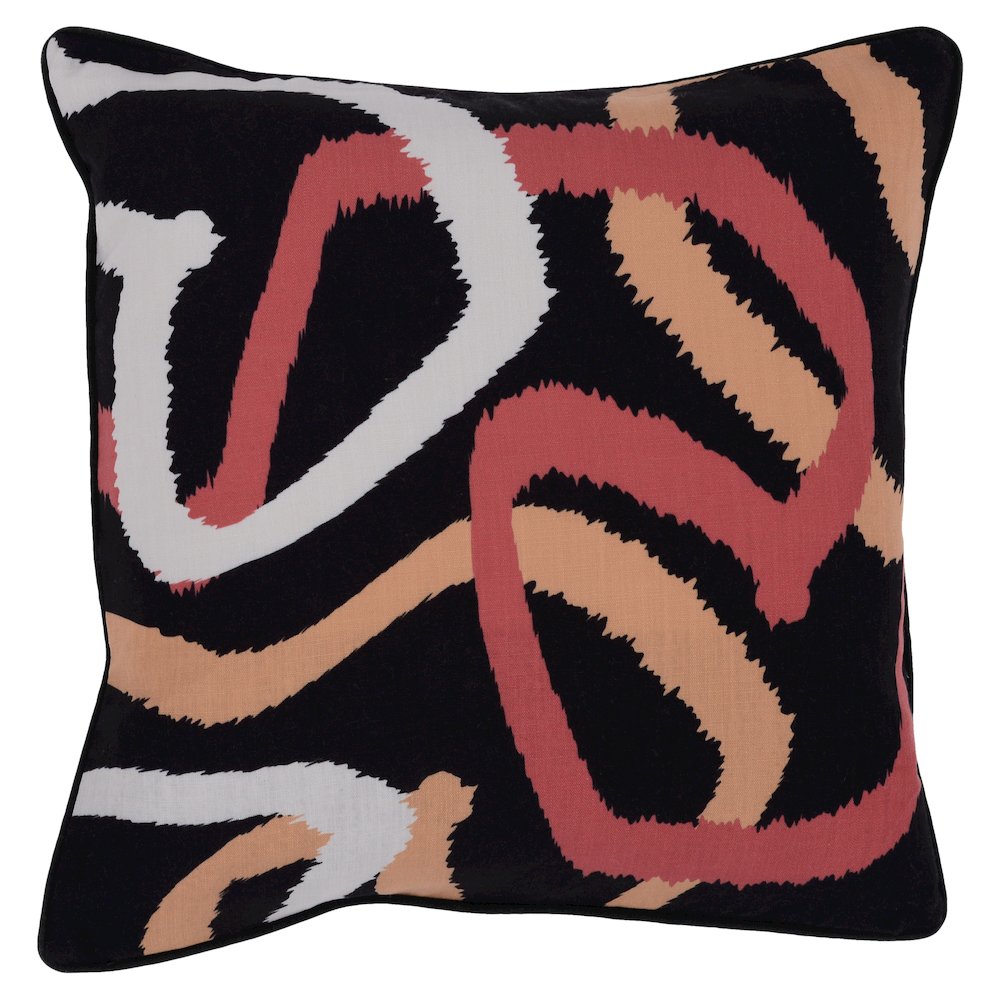 Indoor/Outdoor Atlas Black Multi 22x22. Picture 1