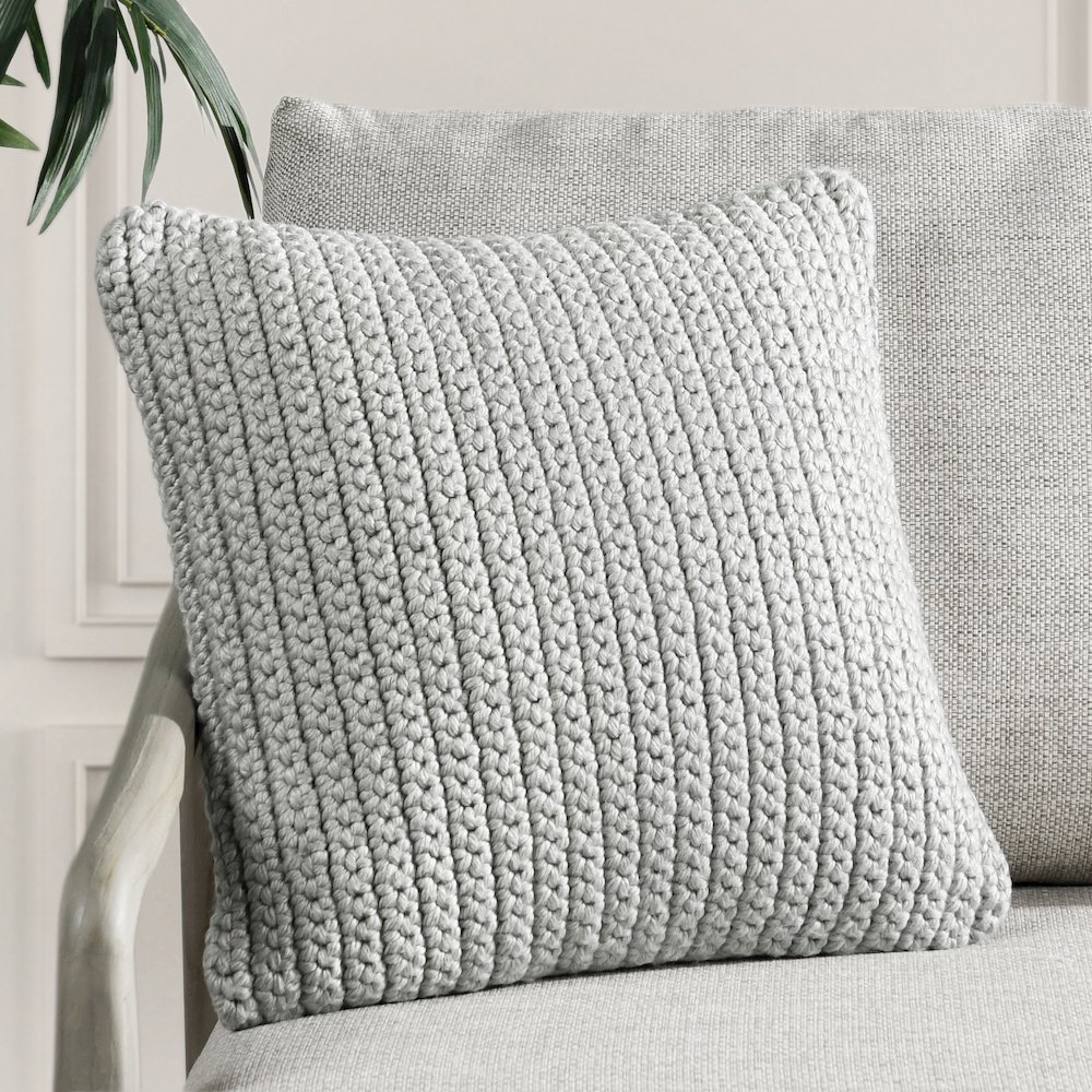 Prism  Performance Outdoor Throw Pillow, Light Gray. Picture 6