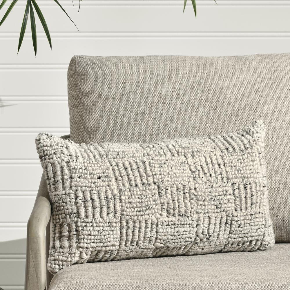 Shades 14"xx26" Recycled Fabric Throw Pillow, Ivory. Picture 5