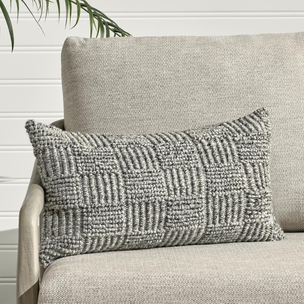 Shades 14"xx26" Recycled Fabric Throw Pillow, Gray. Picture 5