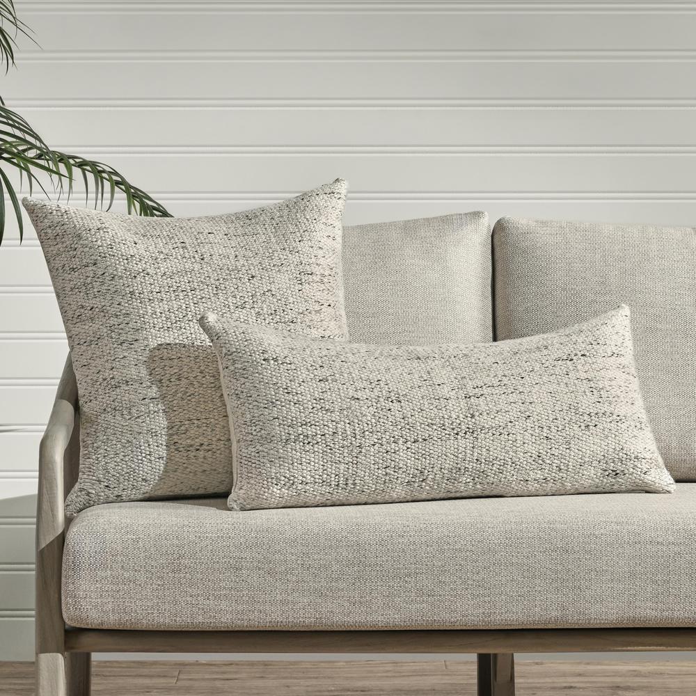 Stella 16"x36" Recycled Fabric Throw Pillow, Ivory. Picture 7