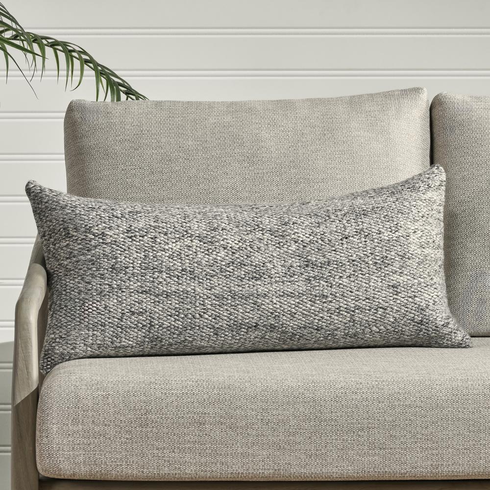 Stella 16"x36" Recycled Fabric Throw Pillow, Gray. Picture 5
