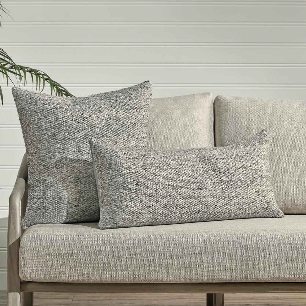 Stella 16"x36" Recycled Fabric Throw Pillow, Gray. Picture 7