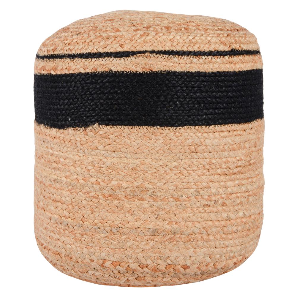 Yves 100% Jute 15" Wide Round Natural Pouf. Picture 1