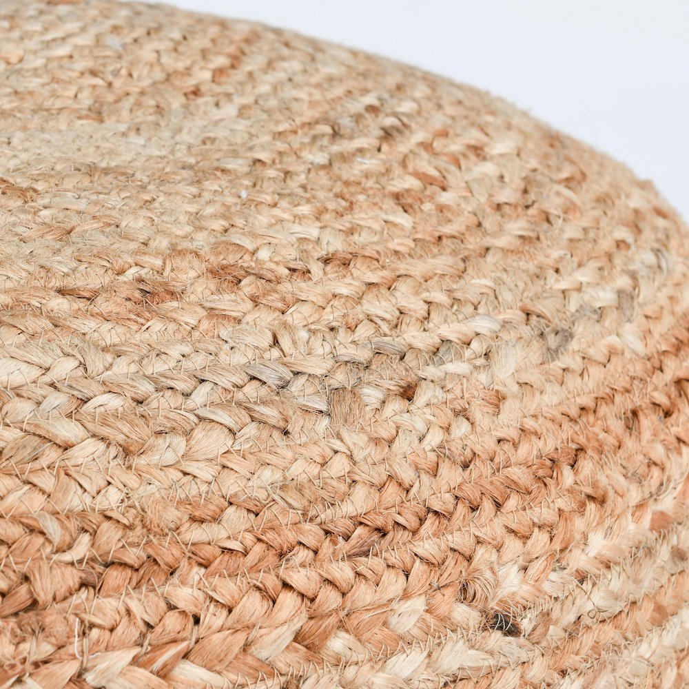 Louis 100% Jute 18" Wide Round Natural Pouf. Picture 2