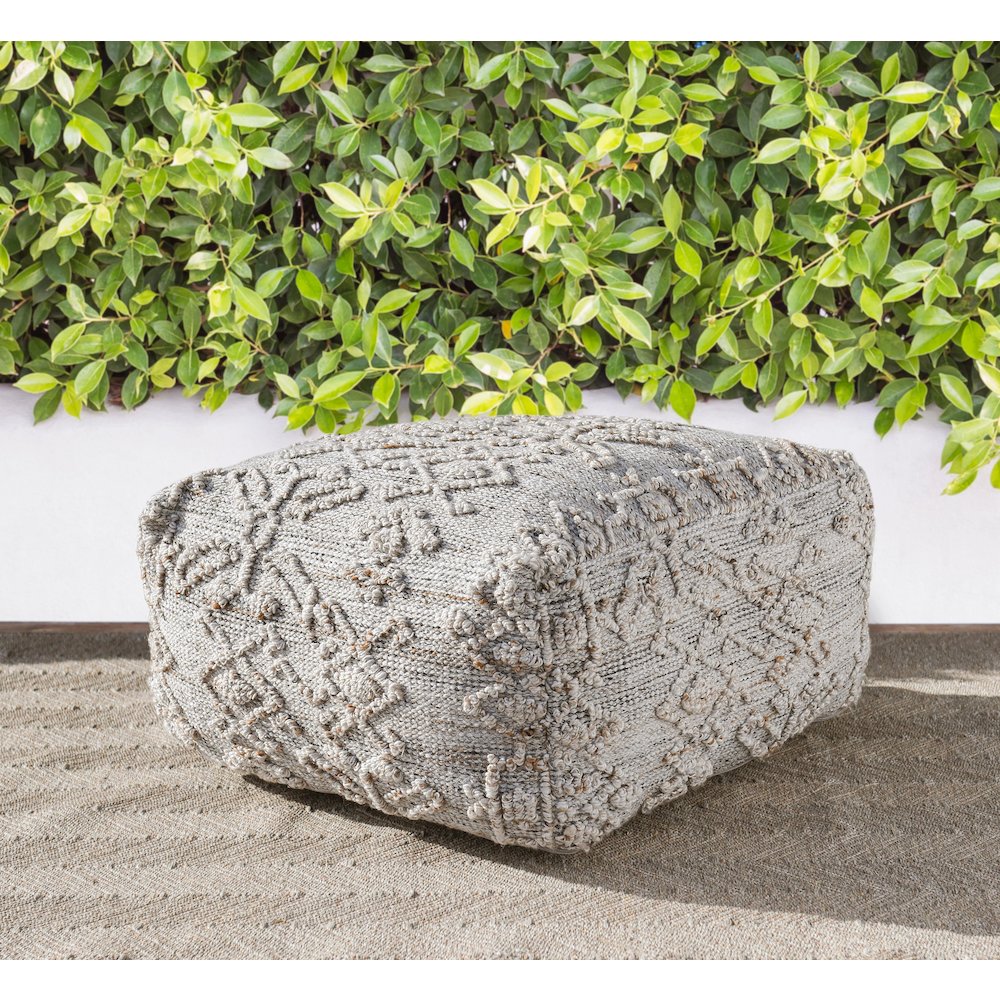 Performance Tundra Gray Multi Pouf 24x24x12. Picture 4